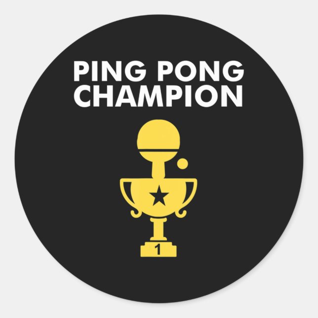 Adesivo Ping Pong Champion para campeões de Tênis Mesa (Frente)