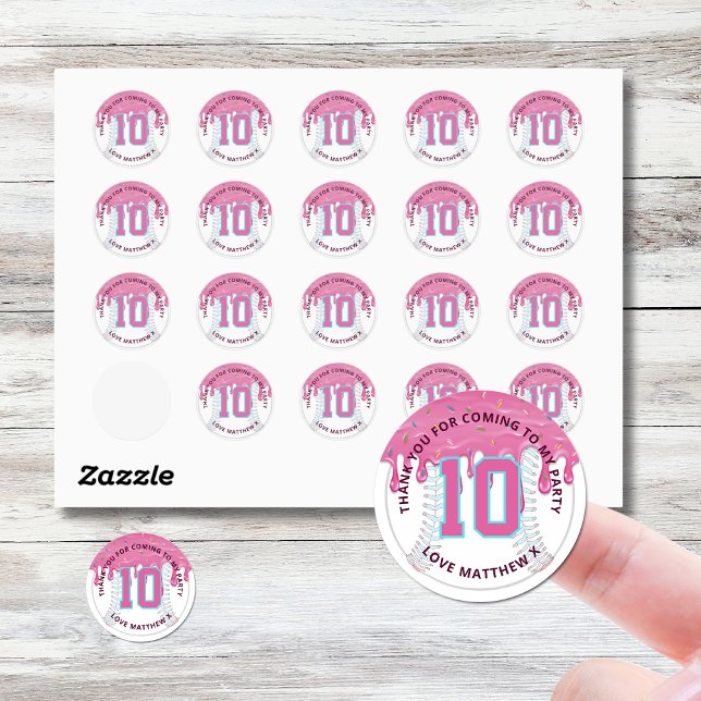 Adesivo Pingo de Beisebol Rosa e Azul (Baseball Drip Birthday Stickers)