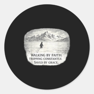 Adesivo Pinguim andando pela fé tropeçando constantemente 