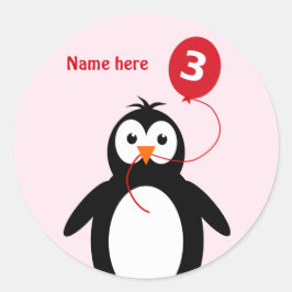 Adesivo pinguim aniversário de 3 anos pinguim adiciona nom