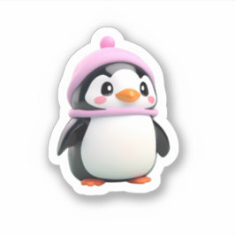 Adesivo pinguim bonitinho com chapéu
