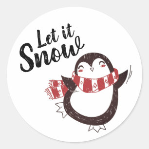 Adesivo Pinguim Bonito Deixe-o nevar no Natal