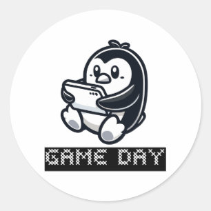 Adesivo Pinguim bonito está jogando videogame - Dia do jog