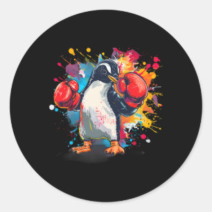 Adesivo Pinguim Boxeador Com Luvas de Boxe Kickboxing Engr
