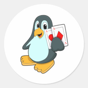 Adesivo Pinguim com cartões Poker