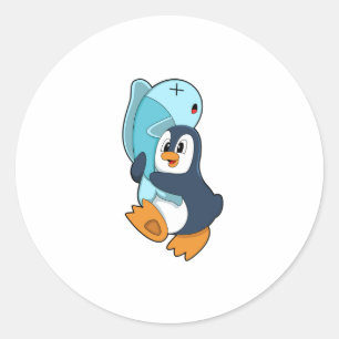Adesivo Pinguim com Peixe
