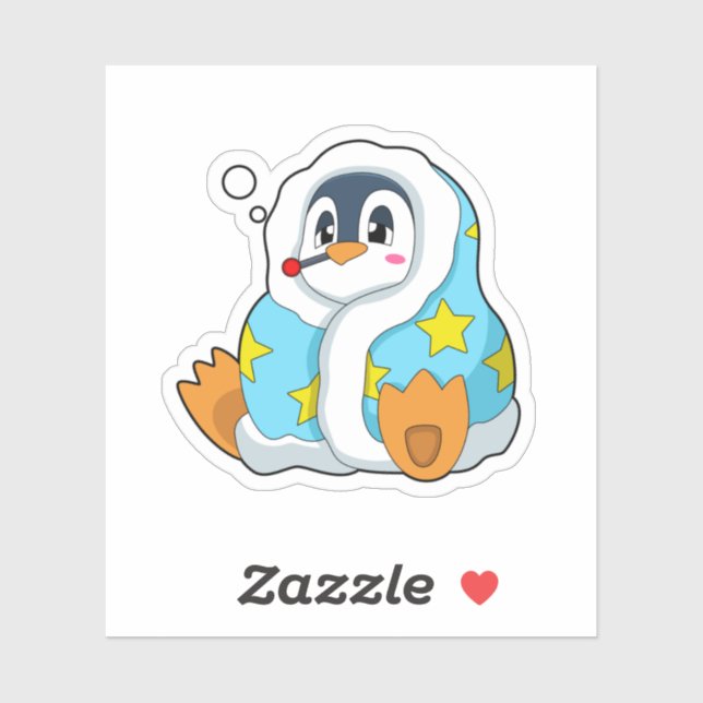 Adesivo Pinguim com termômetro clínico (Folha)