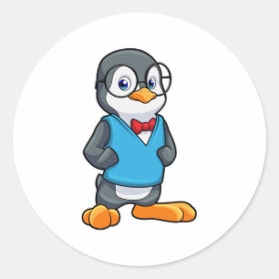 Adesivo Pinguim como Nerd de óculos