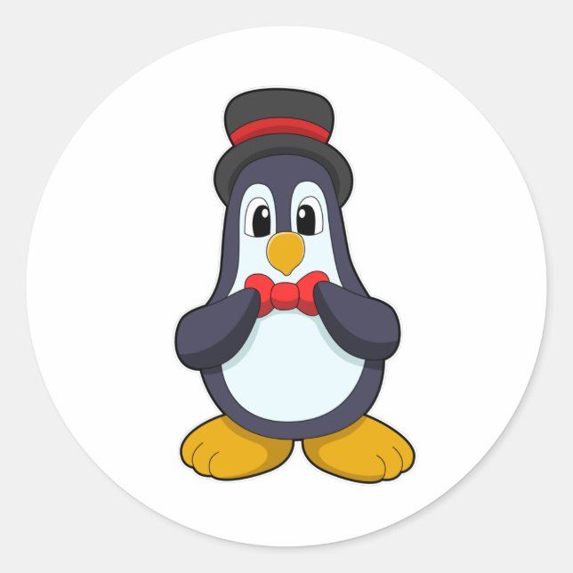 Adesivo Pinguim como Noivo com Laço e Chapéu (Frente)