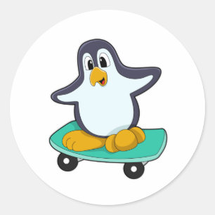 Adesivo Pinguim como Patinador no skate