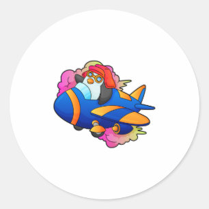 Adesivo Pinguim como piloto com avião