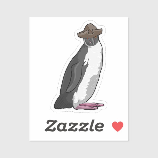 Adesivo Pinguim como Pirata com Chapéu (Folha)