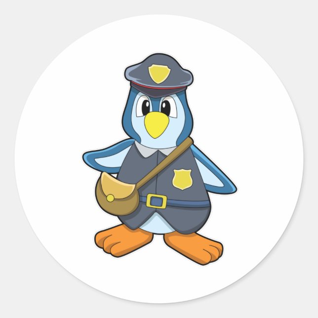 Adesivo Pinguim como policial com bolsa (Frente)