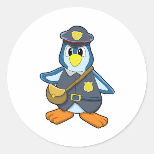 Adesivo Pinguim como policial com bolsa