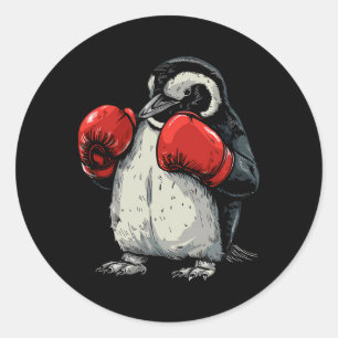 Adesivo Pinguim de Boxe Com Luvas de Boxe Kickboxing Engra