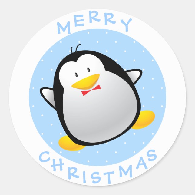 Adesivo Pinguim de Cartoon Feliz de Natal (Frente)