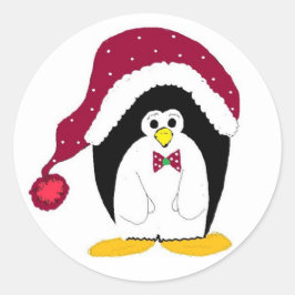 Adesivo Pinguim de Férias em Chapéu Vermelho