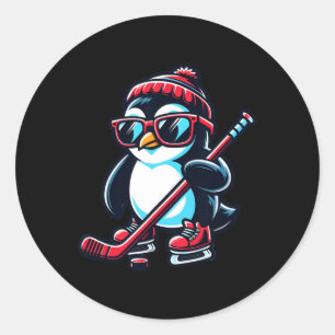 Adesivo Pinguim De Hóquei No Gelo Engraçado E Bonito Para