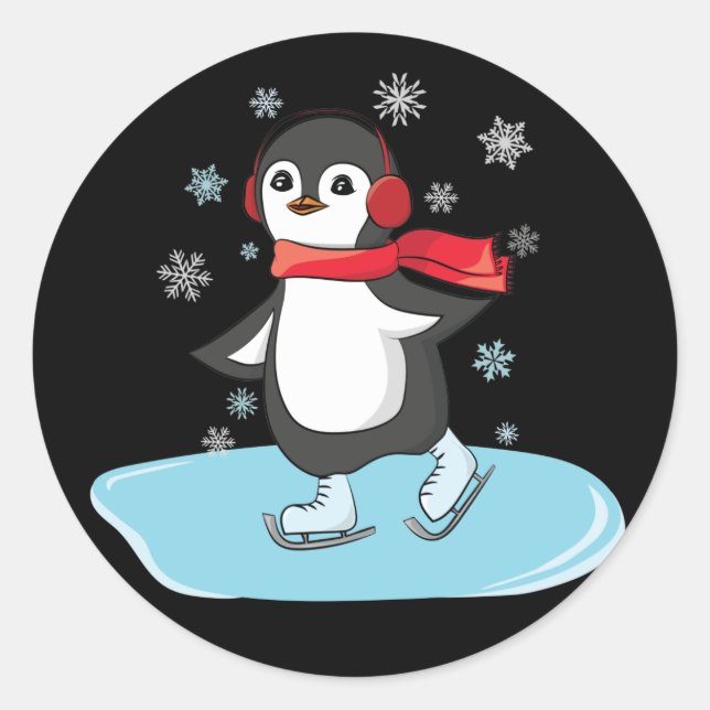Adesivo Pinguim De Ice Skating (Frente)