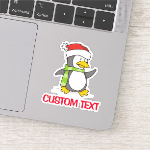Adesivo Pinguim de Natal andando na neve