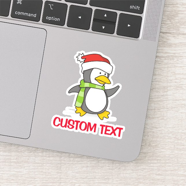 Adesivo Pinguim de Natal andando na neve (Detalhe)
