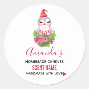 Adesivo Pinguim de Natal bonito na Vela Santa Hat