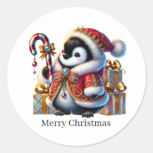 Adesivo Pinguim de Natal bonito personalizável