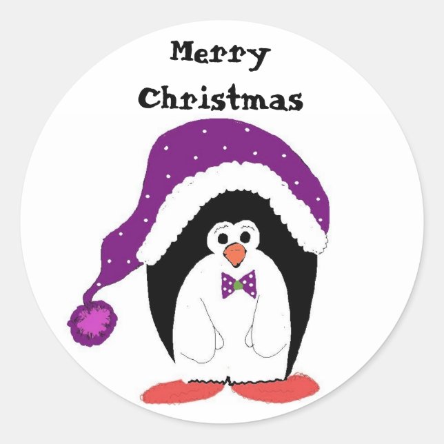 Adesivo Pinguim de Natal de Desenho Animado (Frente)