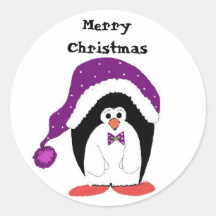Adesivo Pinguim de Natal de Desenho Animado