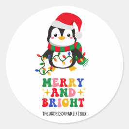 Adesivo Pinguim de Natal feliz e brilhante
