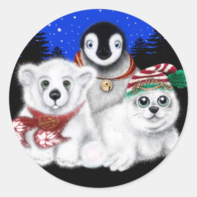 Adesivo Pinguim de Natal, filhote de foca polar (Frente)