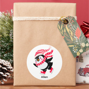 Adesivo Pinguim de Natal num Chapéu e Escarpo em Skates