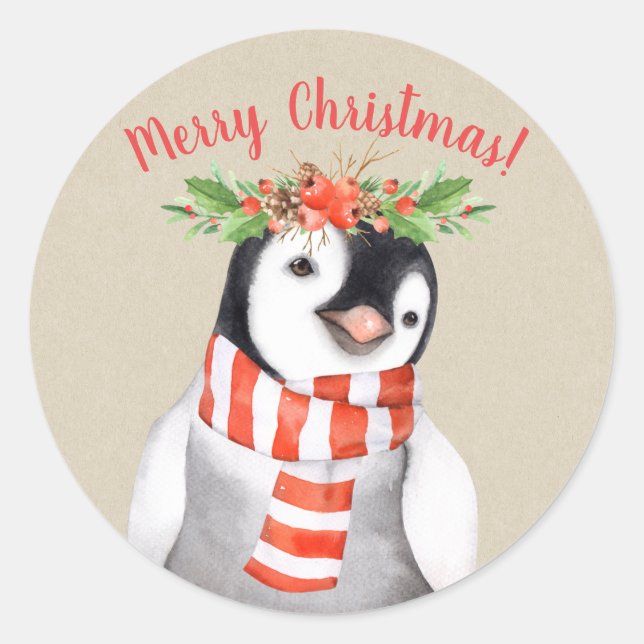 Adesivo Pinguim de Natal País de Pássaros Feriado Personal (Frente)
