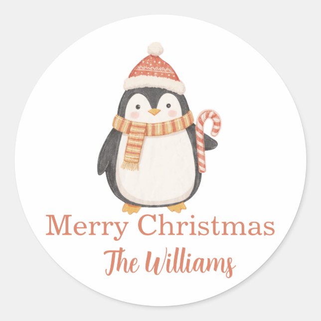 Adesivo Pinguim de Natal personalizado (Frente)
