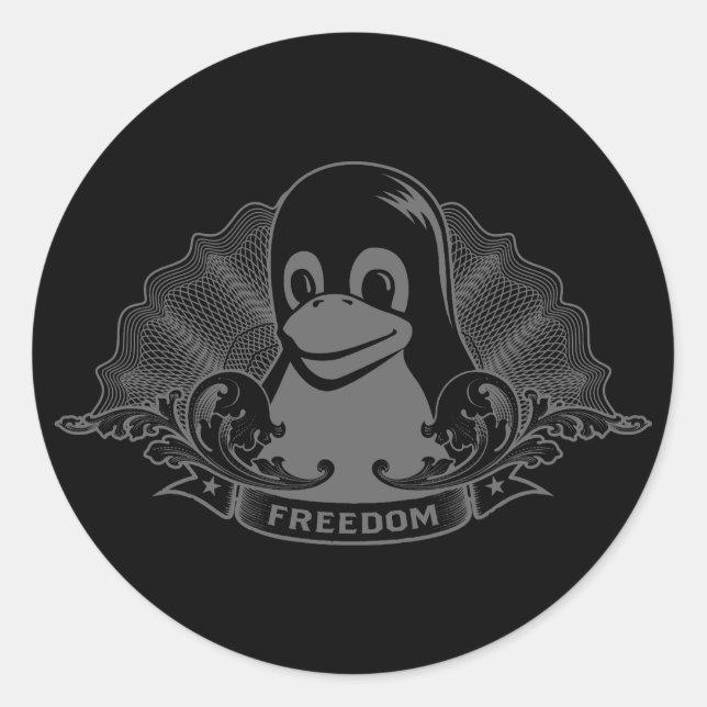 Adesivo Pinguim de Tux - (Linux, Open Source, Copyleft, (Frente)