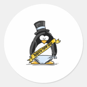 Adesivo Pinguim do feliz ano novo