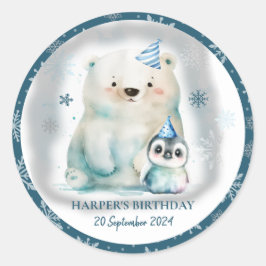 Adesivo Pinguim e Urso Polar Aniversário de inverno