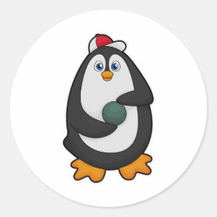 Adesivo Pinguim em Boliches com Bola de boliche