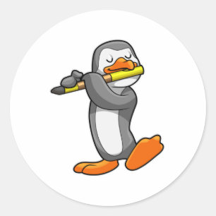 Adesivo Pinguim em Música com Flute