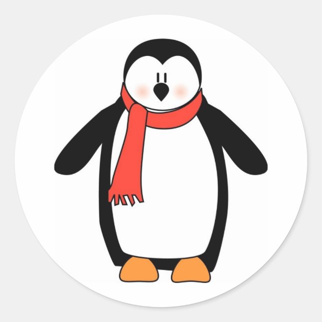 Adesivo Pinguim embrulhado em Red Scarf (Frente)