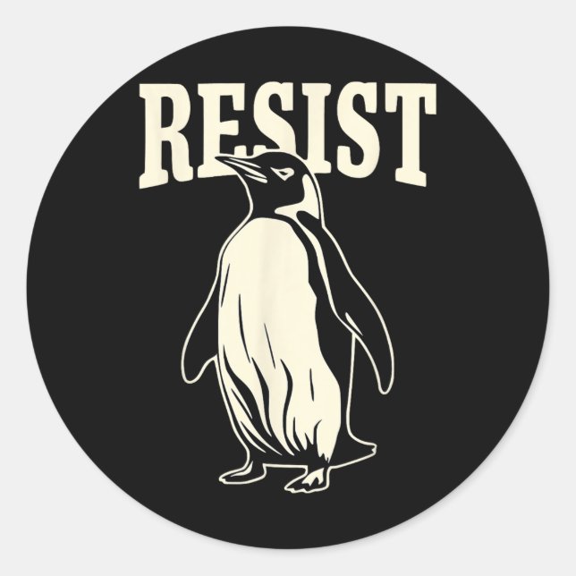 Adesivo Pinguim Engraçado Resiste Pinguins em Protesto Con (Frente)