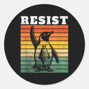 Adesivo Pinguim Engraçado Resiste Pinguins em Protesto Con