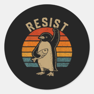 Adesivo Pinguim Engraçado Resiste Pinguins em Protesto Con