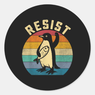 Adesivo Pinguim Engraçado Resiste Pinguins em Protesto Con