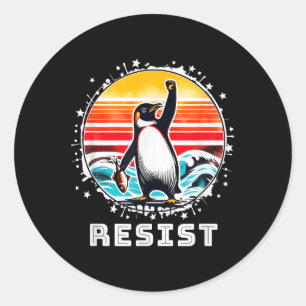 Adesivo Pinguim Engraçado Resiste Pinguins em Protesto Con