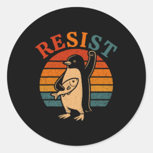 Adesivo Pinguim Engraçado Resiste Pinguins em Protesto Con