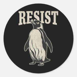Adesivo Pinguim Engraçado Resiste Pinguins em Protesto Con