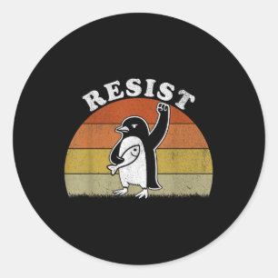 Adesivo Pinguim Engraçado Resiste Pinguins em Protesto Con