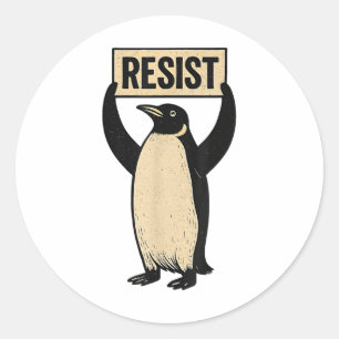Adesivo Pinguim Engraçado Resiste Pinguins Legal Protesto 