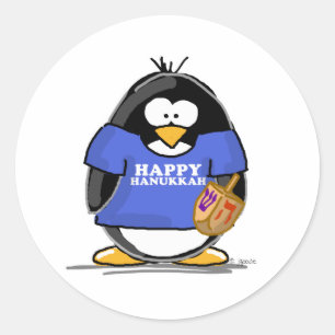 Adesivo Pinguim feliz de Hanukkah